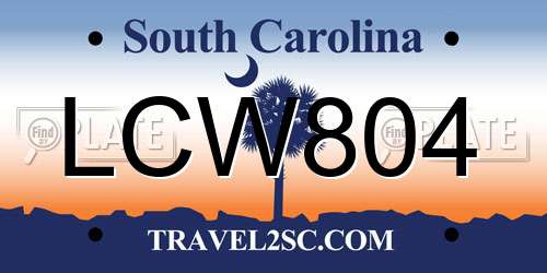 LCW804 South Carolina License Plate