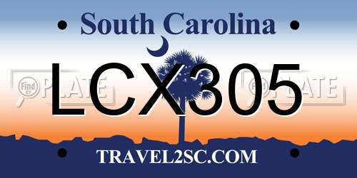 LCX305 South Carolina License Plate