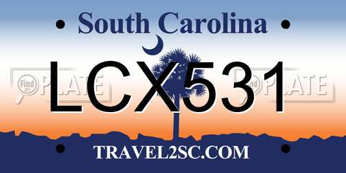 LCX531 South Carolina License Plate