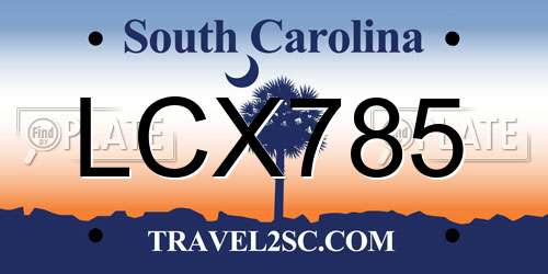 LCX785 South Carolina License Plate