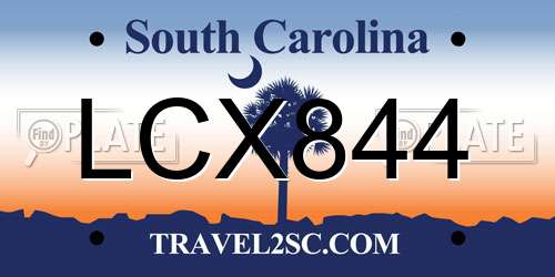 LCX844 South Carolina License Plate