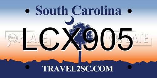 LCX905 South Carolina License Plate