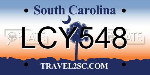 LCY548 South Carolina License Plate