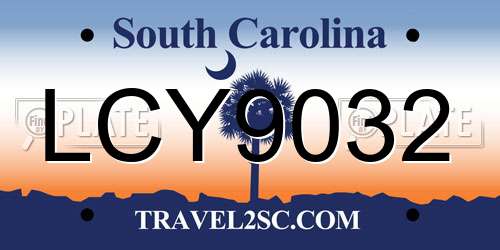 LCY9032 South Carolina License Plate