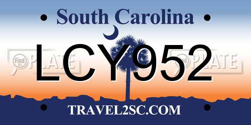 LCY952 South Carolina License Plate