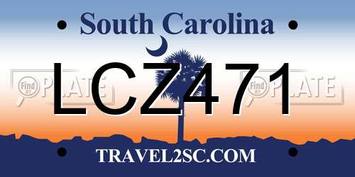 LCZ471 South Carolina License Plate