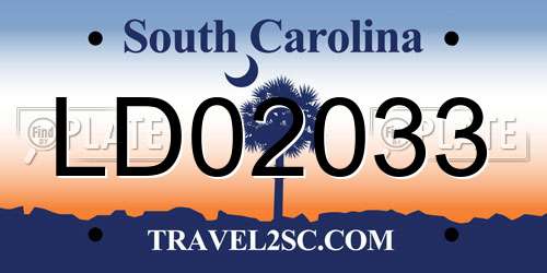 LD02033 South Carolina License Plate