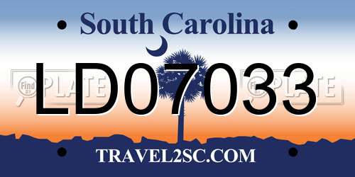 LD07033 South Carolina License Plate
