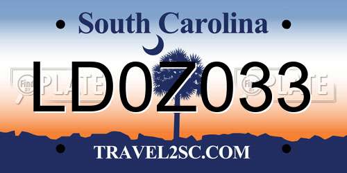 LD0Z033 South Carolina License Plate