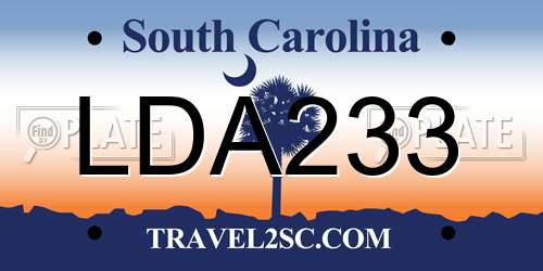 LDA233 South Carolina License Plate