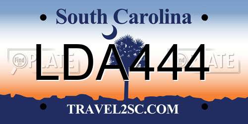 LDA444 South Carolina License Plate