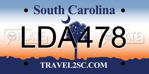 LDA478 South Carolina License Plate