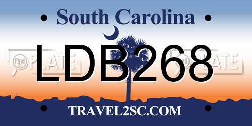 LDB268 South Carolina License Plate