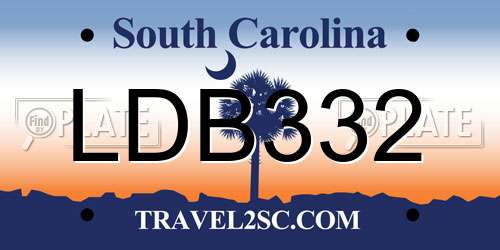 LDB332 South Carolina License Plate