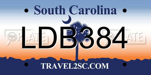 LDB384 South Carolina License Plate