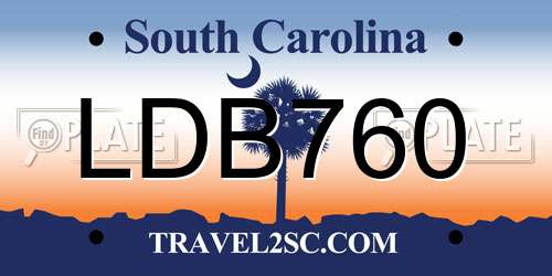 LDB760 South Carolina License Plate