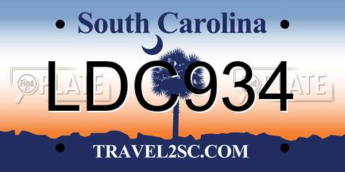 LDC934 South Carolina License Plate