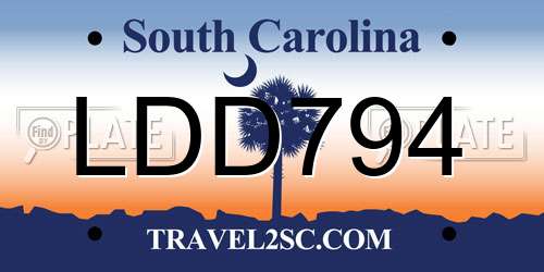 LDD794 South Carolina License Plate