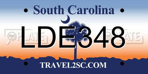 LDE348 South Carolina License Plate