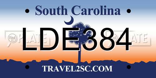 LDE384 South Carolina License Plate
