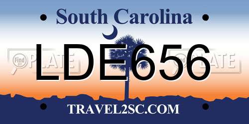 LDE656 South Carolina License Plate