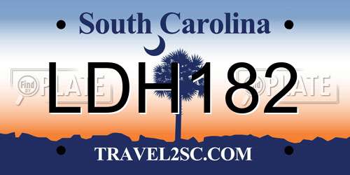 LDH182 South Carolina License Plate