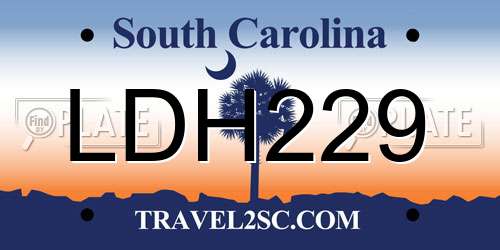 LDH229 South Carolina License Plate