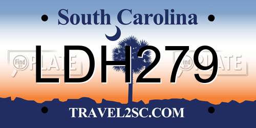 LDH279 South Carolina License Plate