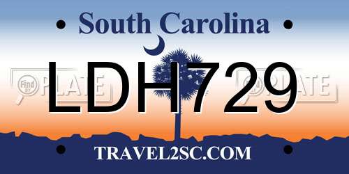 LDH729 South Carolina License Plate