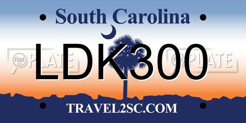 LDK300 South Carolina License Plate