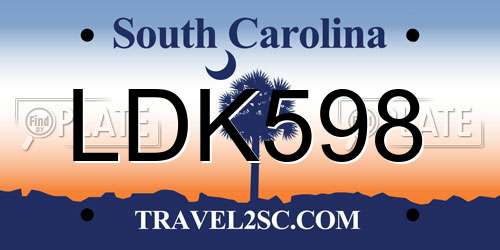 LDK598 South Carolina License Plate