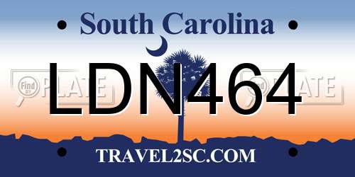 LDN464 South Carolina License Plate