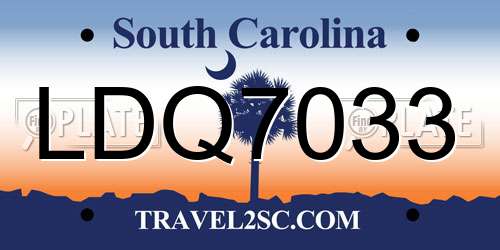LDQ7033 South Carolina License Plate