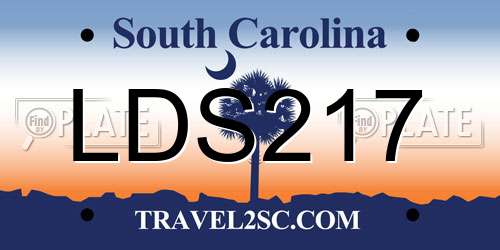 LDS217 South Carolina License Plate
