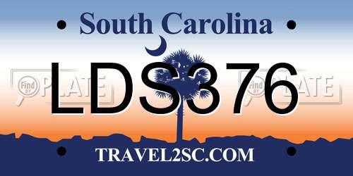 LDS376 South Carolina License Plate