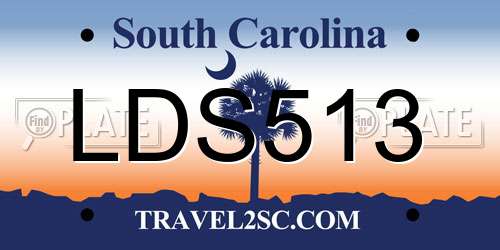 LDS513 South Carolina License Plate