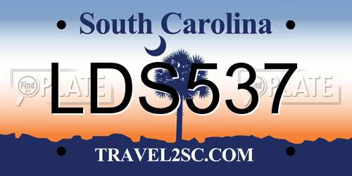 LDS537 South Carolina License Plate