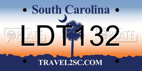 LDT132 South Carolina License Plate