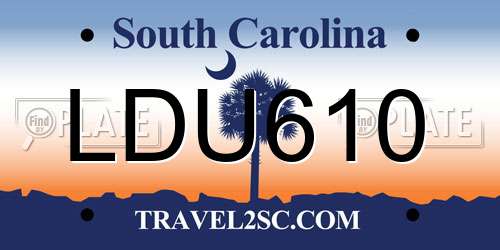 LDU610 South Carolina License Plate