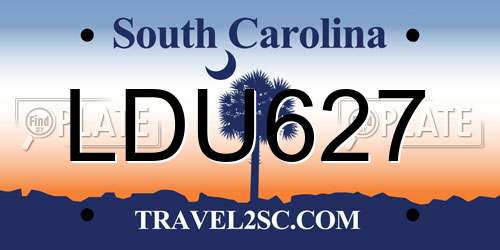 LDU627 South Carolina License Plate