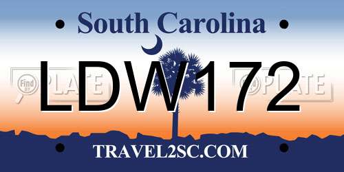 LDW172 South Carolina License Plate