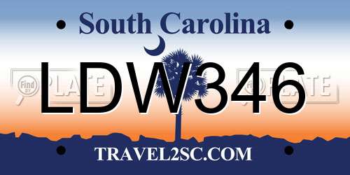 LDW346 South Carolina License Plate