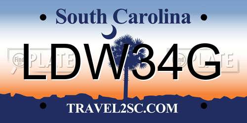 LDW34G South Carolina License Plate