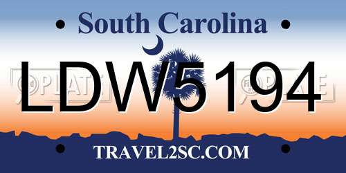 LDW5194 South Carolina License Plate