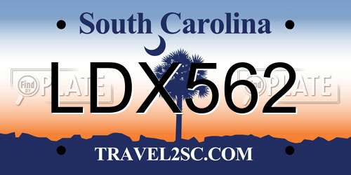 LDX562 South Carolina License Plate