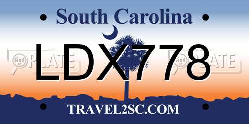 LDX778 South Carolina License Plate