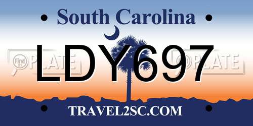 LDY697 South Carolina License Plate