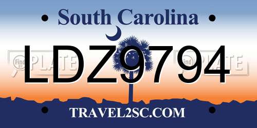 LDZ9794 South Carolina License Plate