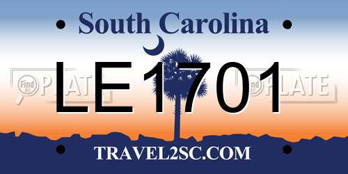 LE1701 South Carolina License Plate