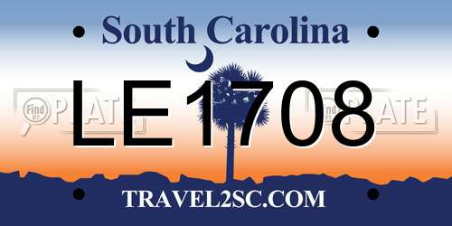 LE1708 South Carolina License Plate